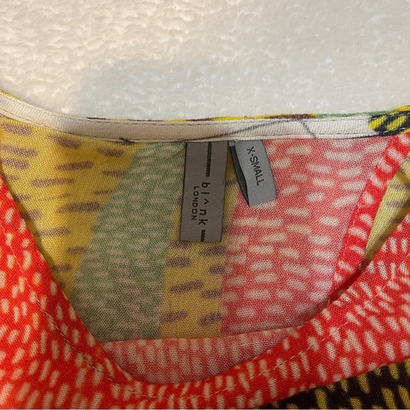 Anthropologie Bl-nk Colorful Abstract Patchwork Long Sleeve Tie Waist Blouse - Picture 5 of 13